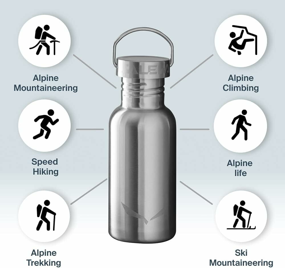 SALEWA Aurino不鏽鋼水瓶 黑0.5L 休閒/登山/抗摔/喝水 52SLW0513