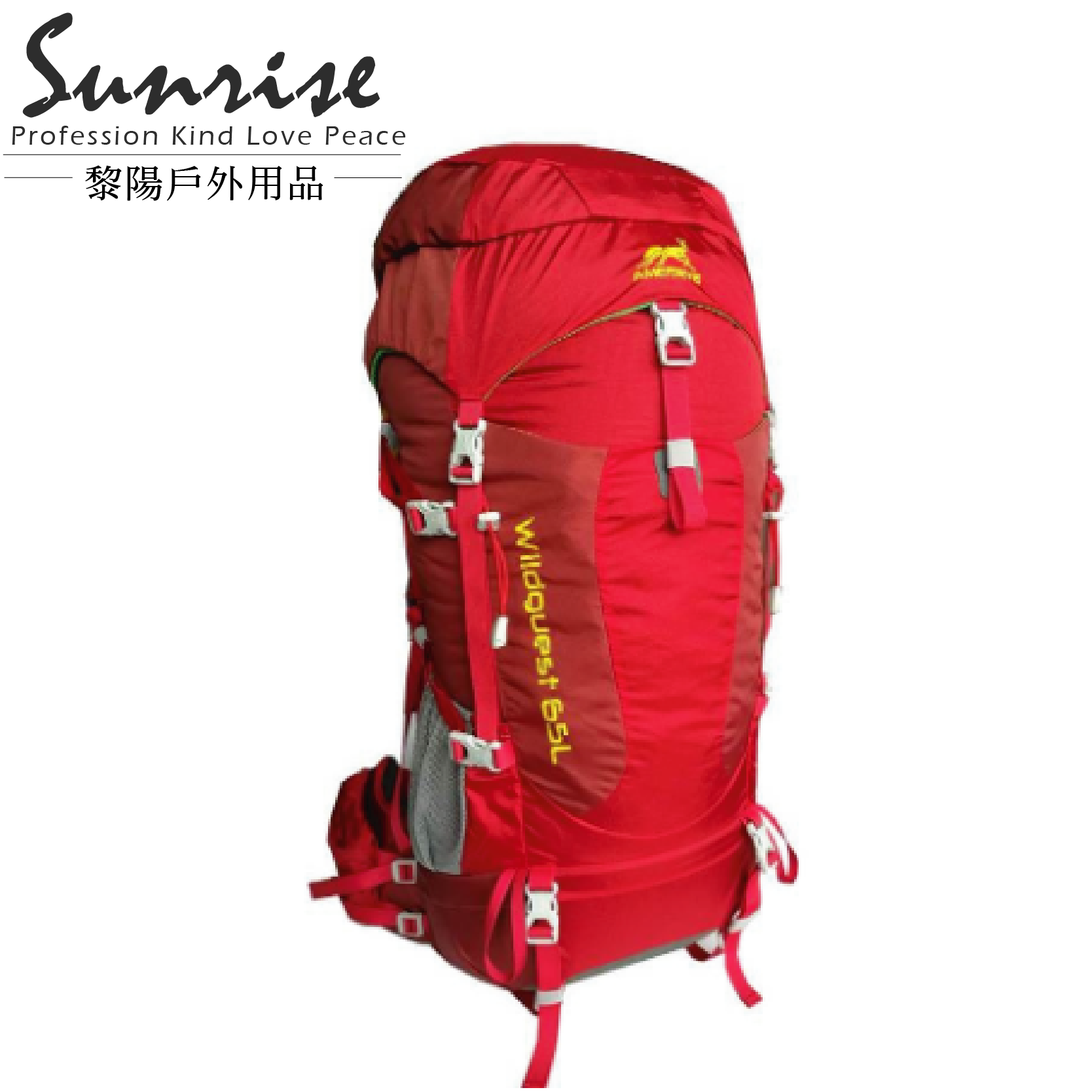 AMEISEYE 黃螞蟻 網架式重裝登山背包 紅 65L 73PAT6501