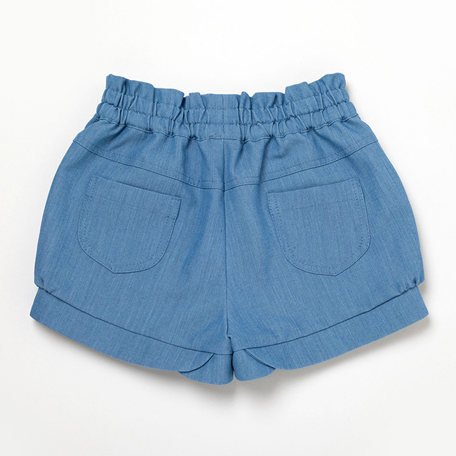 PIPPY花邊抽皺4分燈籠褲 藍