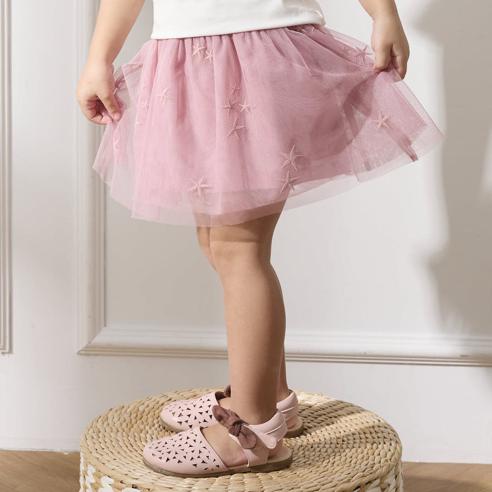 PIPPY星星刺繡浪漫蕾絲網紗裙 粉