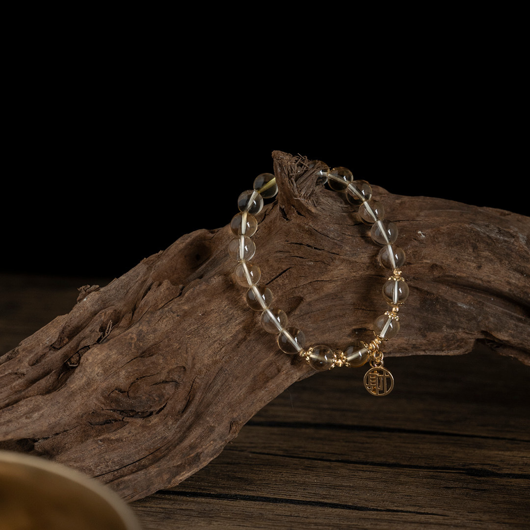 【珠璣】五福臨門-黃水晶中文字水晶手鍊/水晶手串