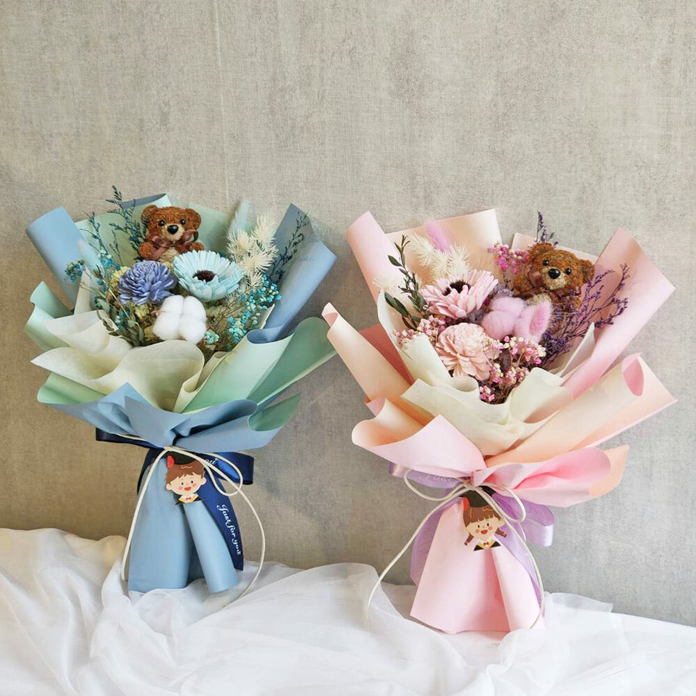 G81｜苔蘚小熊花束