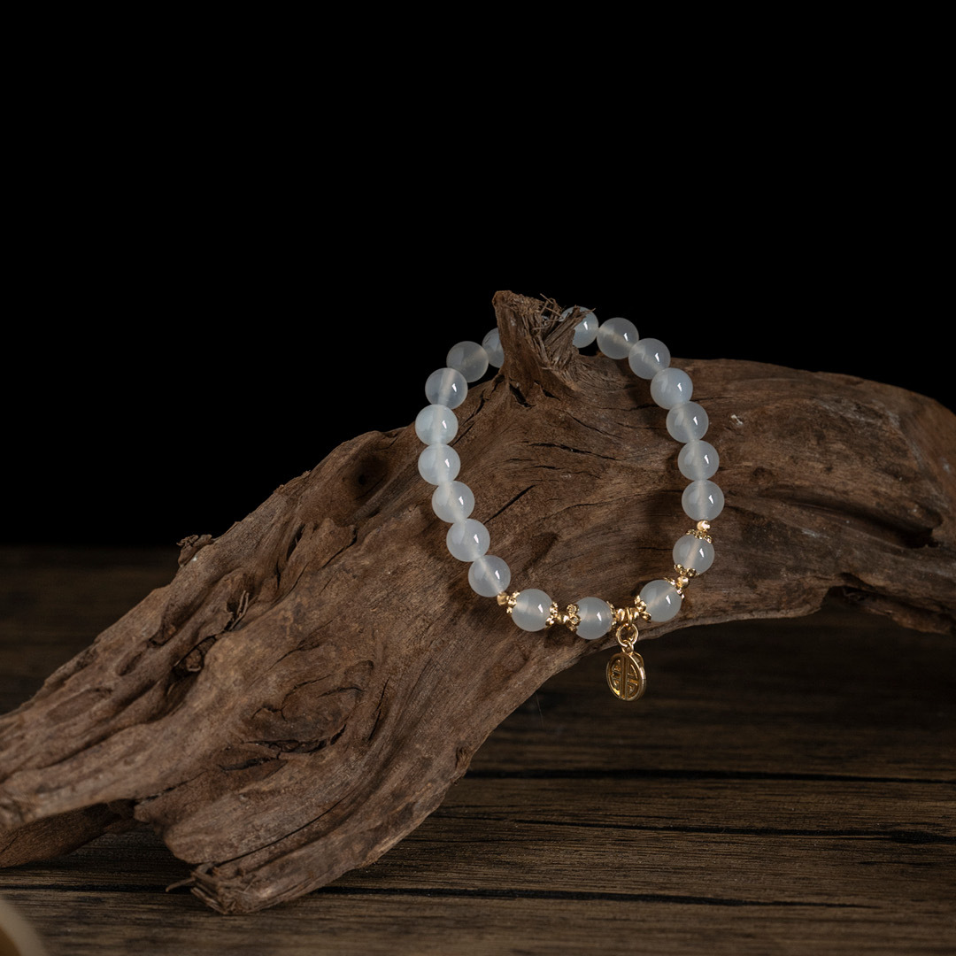 【珠璣】福祿綿延-白瑪瑙中文字水晶手鍊/水晶手串