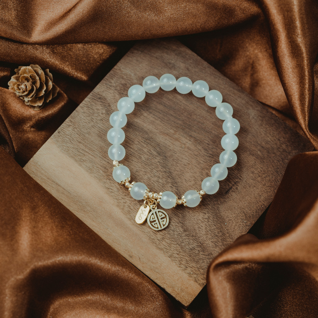 【珠璣】福祿綿延-白瑪瑙中文字水晶手鍊/水晶手串