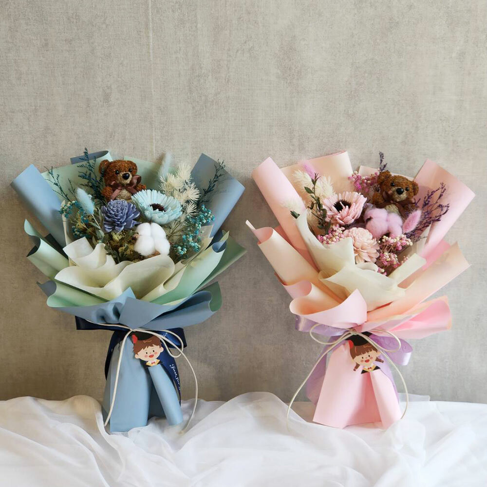 G81｜苔蘚小熊花束