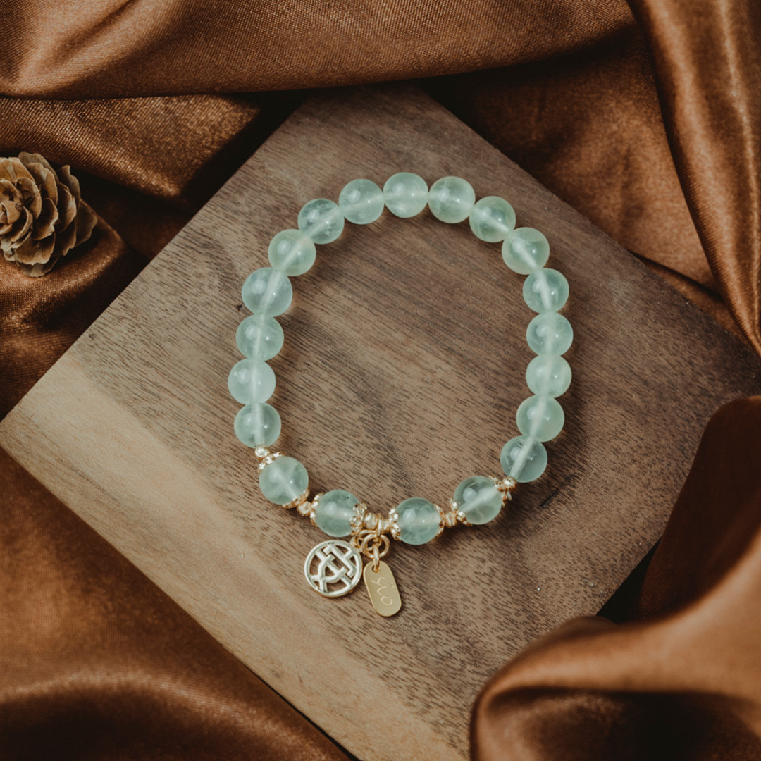 【珠璣】順遂安康-葡萄石中文字水晶手鍊/水晶手串