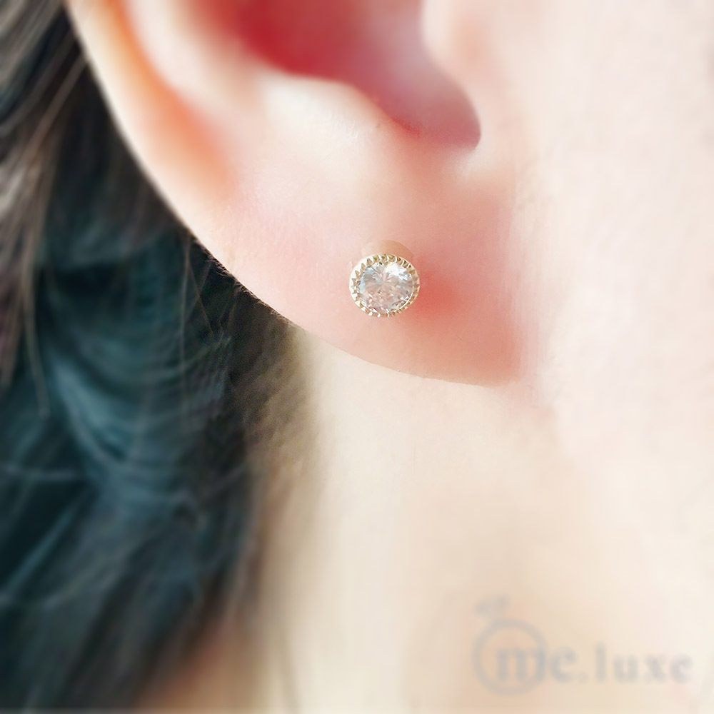 【me.luxe】K10鋯石簡單明亮耳環