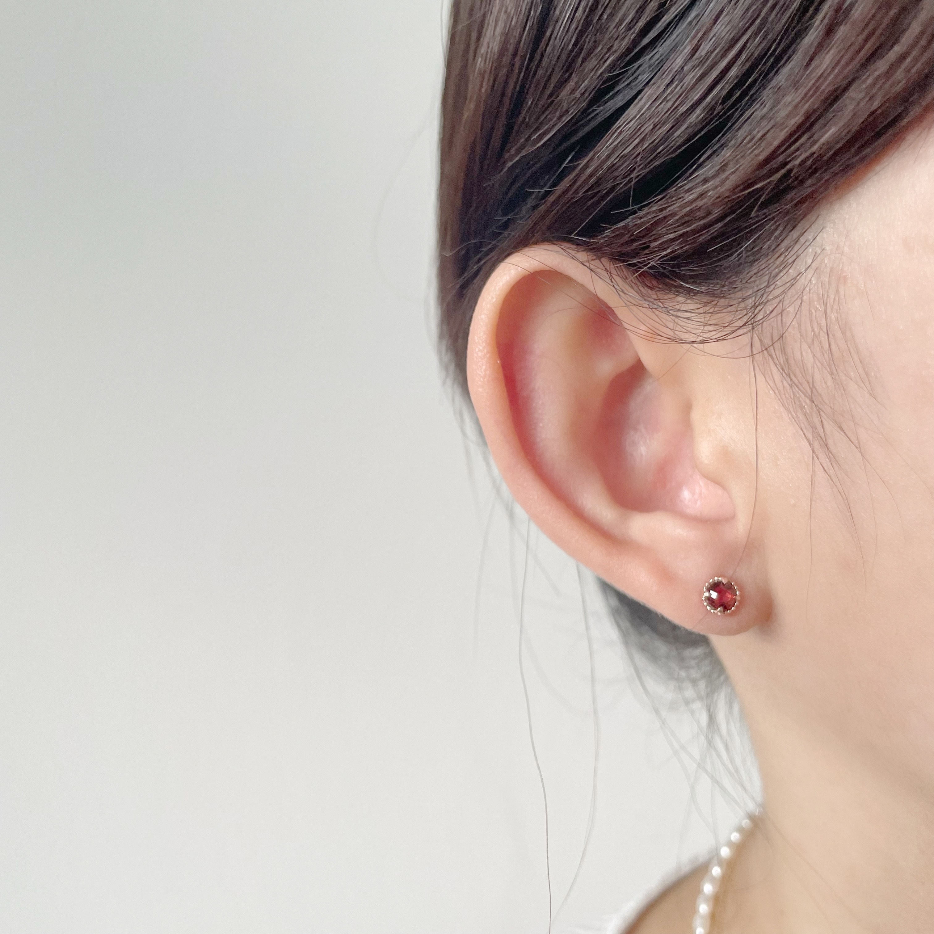 小蛋撻石榴石轉珠耳環