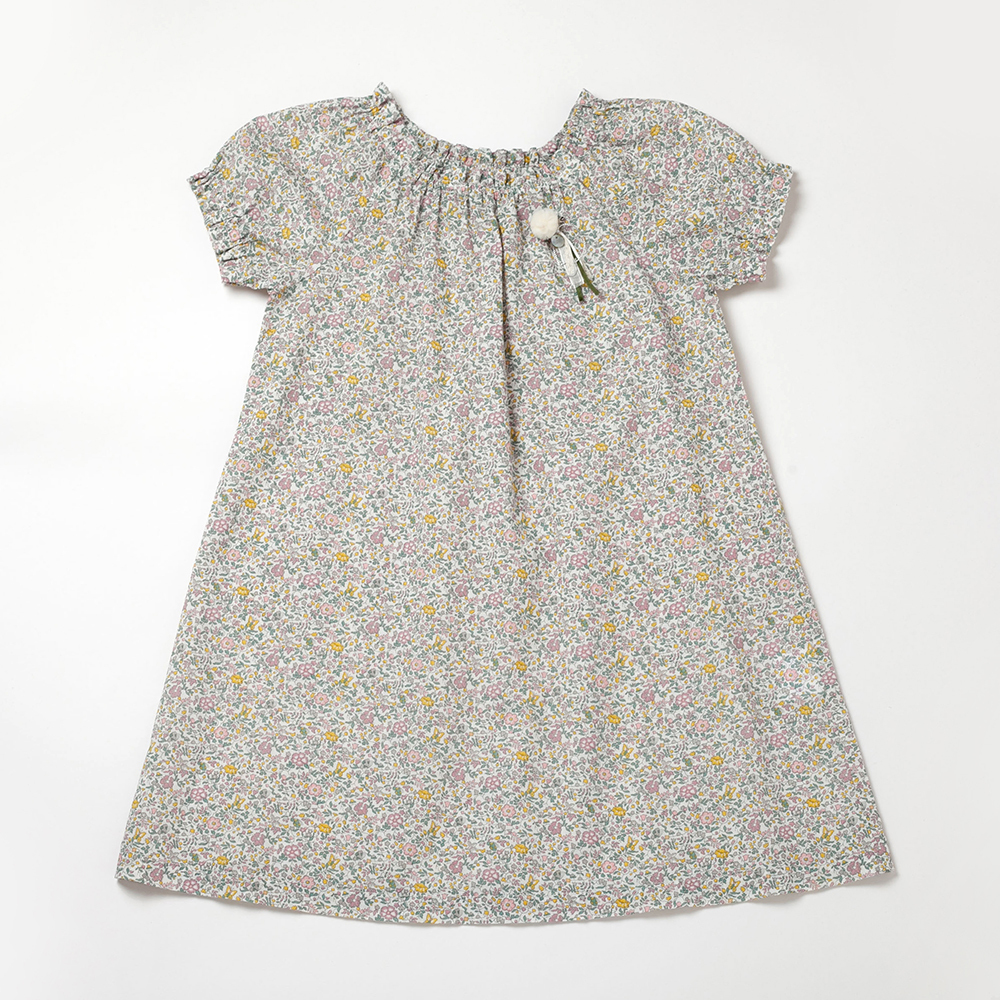 PIPPY經典小碎花純棉連身裙洋裝 粉紫