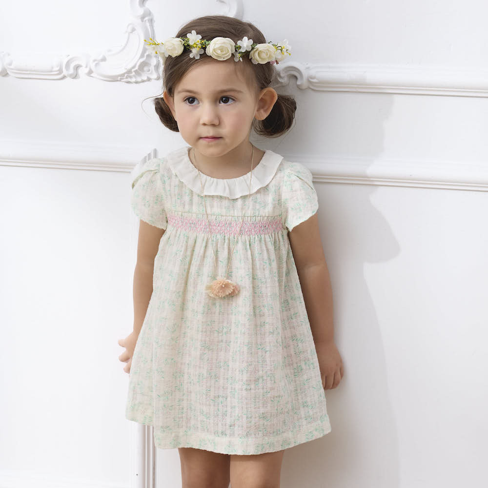 PIPPY清爽碎花棉質連身裙洋裝 米