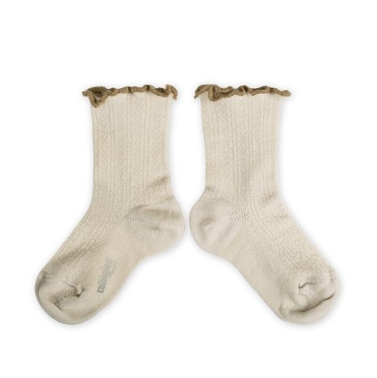 COLLÉGIEN - Ambre Lettuce Trim Pointelle Merino Wool Socks（Doux Agneaux）