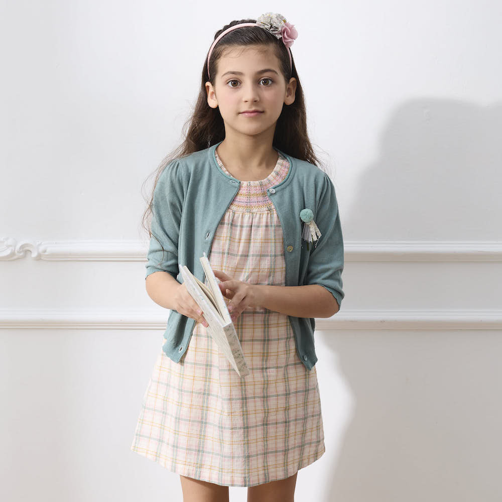 PIPPY氣質格紋純棉連身裙洋裝 粉