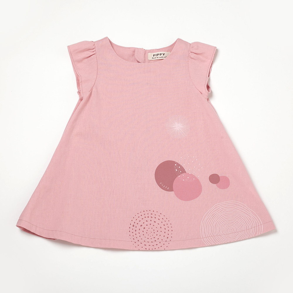 PIPPY普普風圓點印花圓領連身裙洋裝 粉
