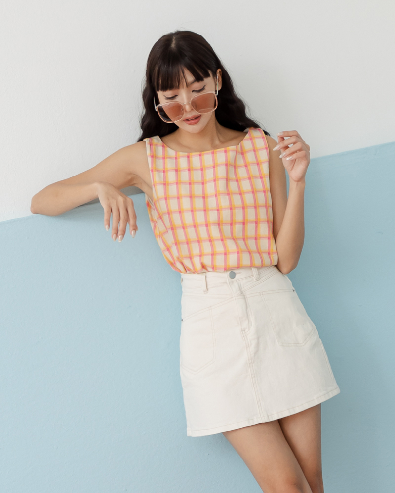 【官網限定】復古撞色格紋背心上衣
