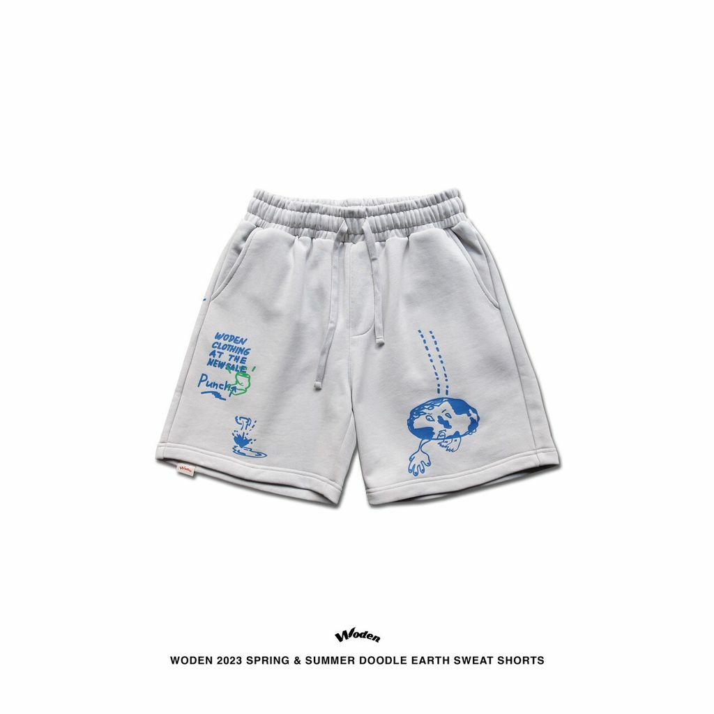 WODEN 2023 Spring & Summer Doodle Earth Sweat shorts 灰色
