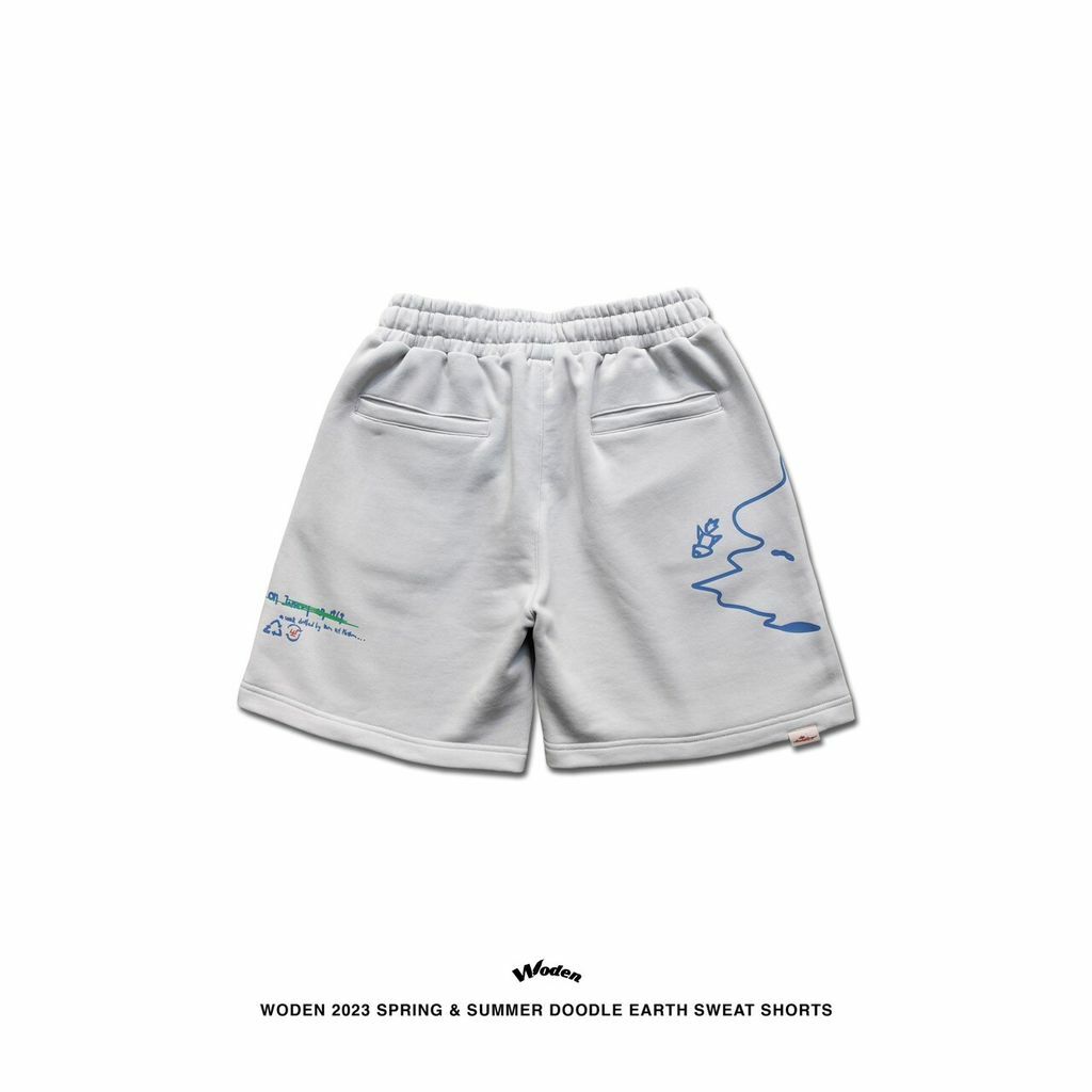 WODEN 2023 Spring & Summer Doodle Earth Sweat shorts 灰色