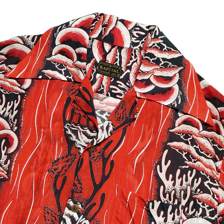 KAPITAL ARROWHEAD LANGUR COLLAR RANGLE COLLAR ALOHA SHIRT S/S - PRE ORDER ITEM (預訂中)
