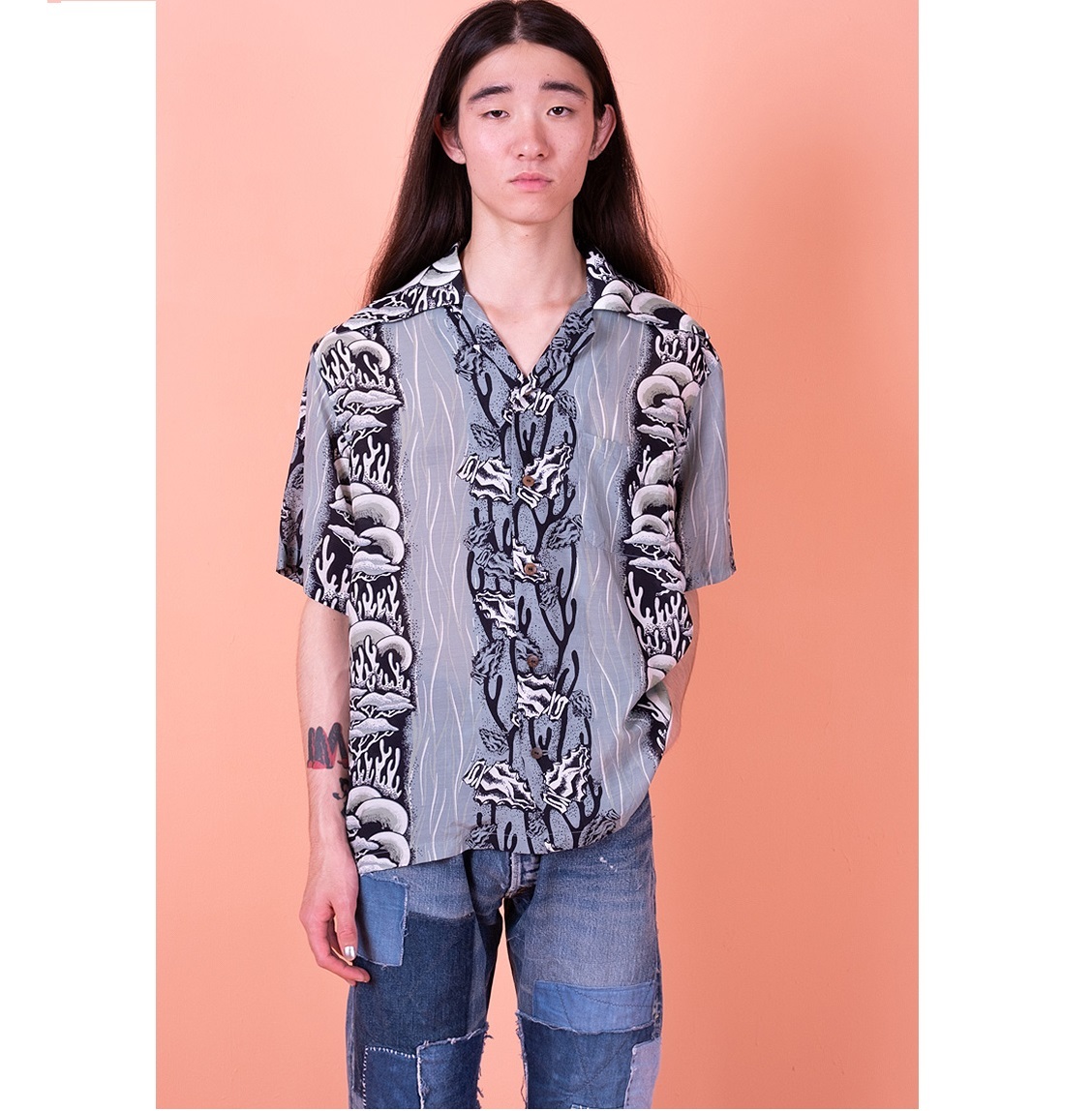 KAPITAL ARROWHEAD LANGUR COLLAR RANGLE COLLAR ALOHA SHIRT S/S - PRE ORDER ITEM (預訂中)
