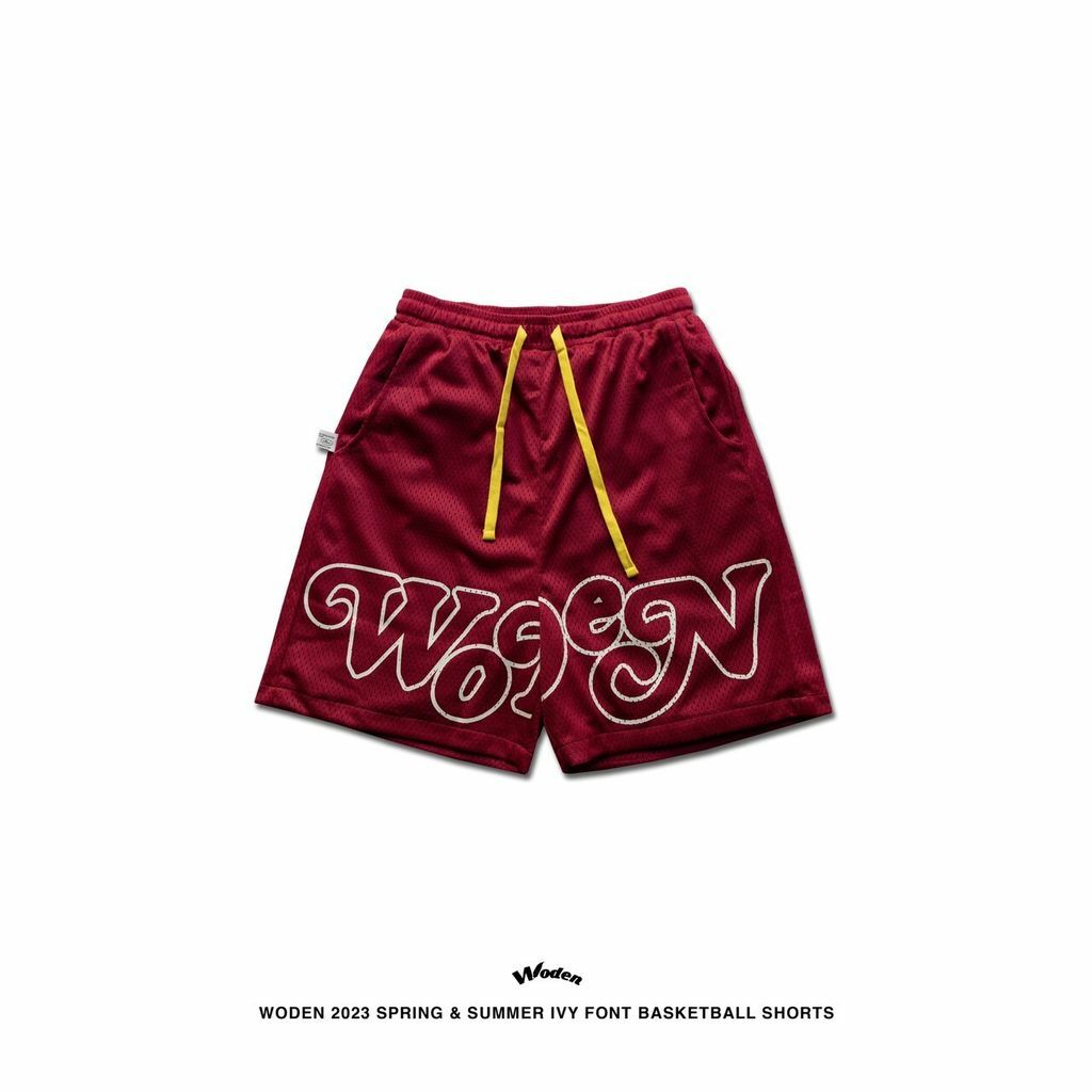 WODEN 2023 Spring & Summer IVY Font Basketball Shorts 紅色款