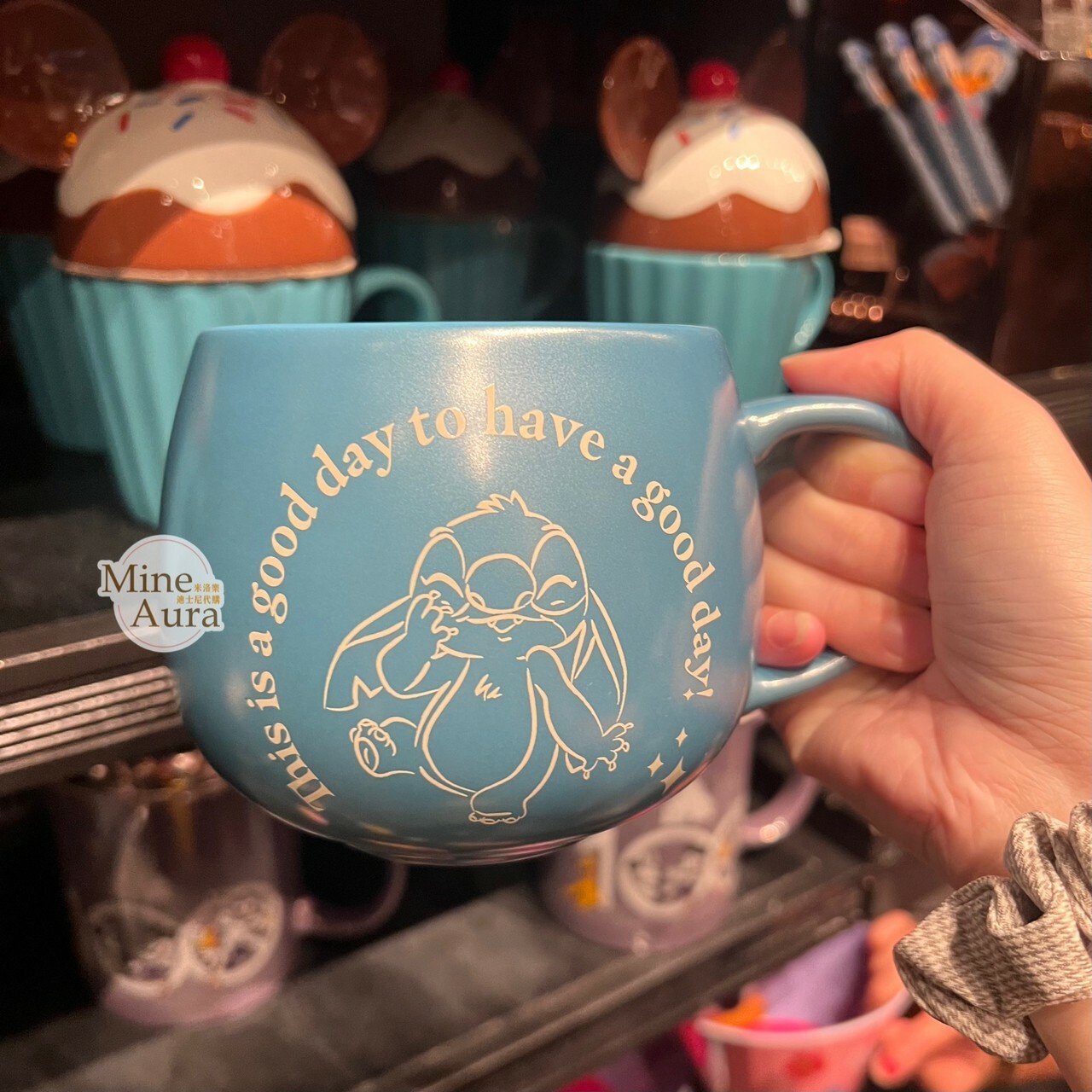 史迪奇 Stitch 字母 全身 線條圖案 藍色 陶瓷馬克杯 水杯 星際寶貝 Lilo & Stitch -香港迪士尼樂園