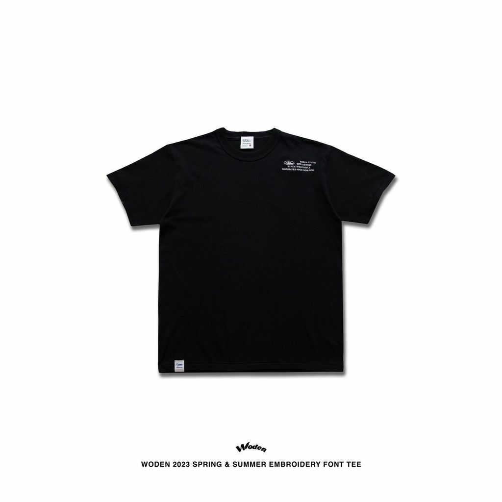 WODEN 2023 Spring & Summer Embroidery Font Tee 黑