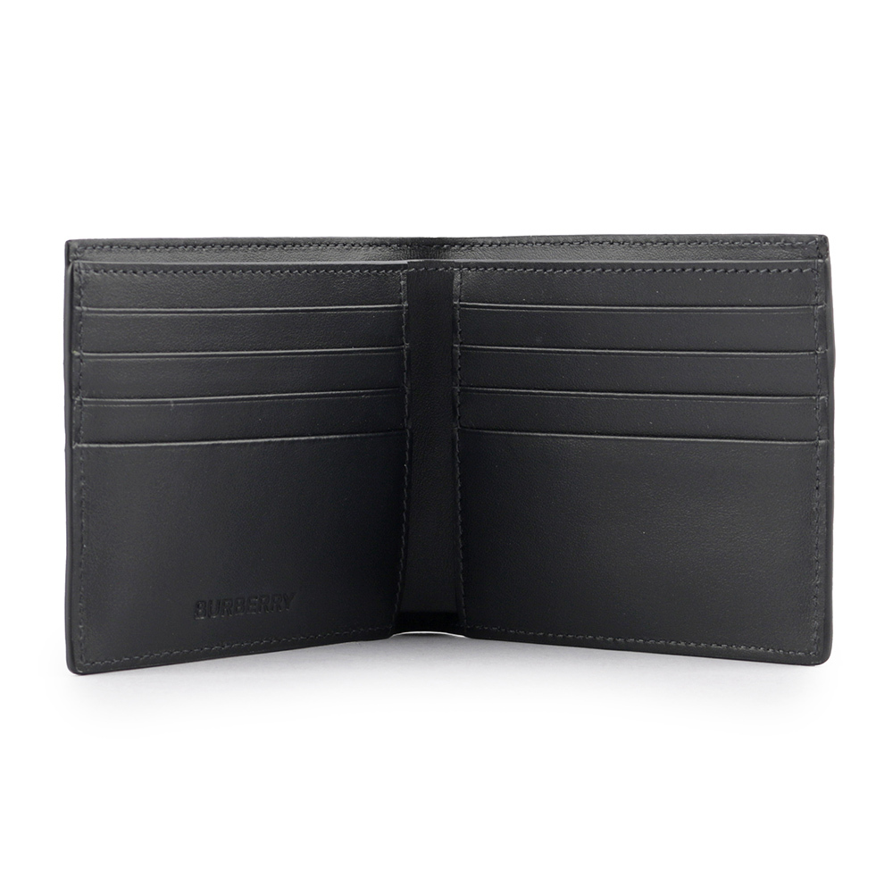 【BURBERRY】經典格紋帆布對開8卡短夾(炭灰色) 8070273