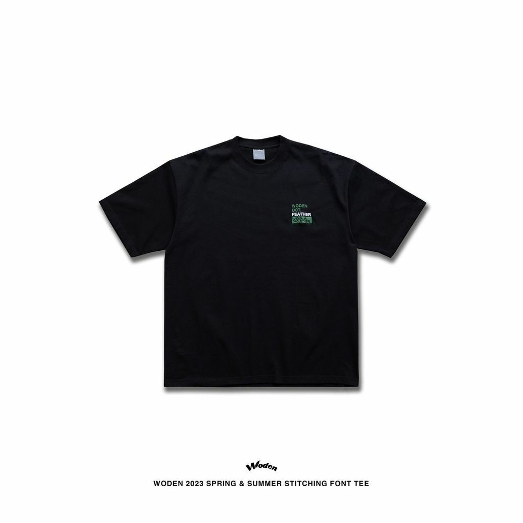 WODEN 2023 Spring & Summer Stitching Font tee 黑