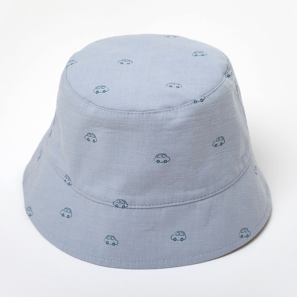 PIPPY小汽車印花雙面戴棉質漁夫帽 藍