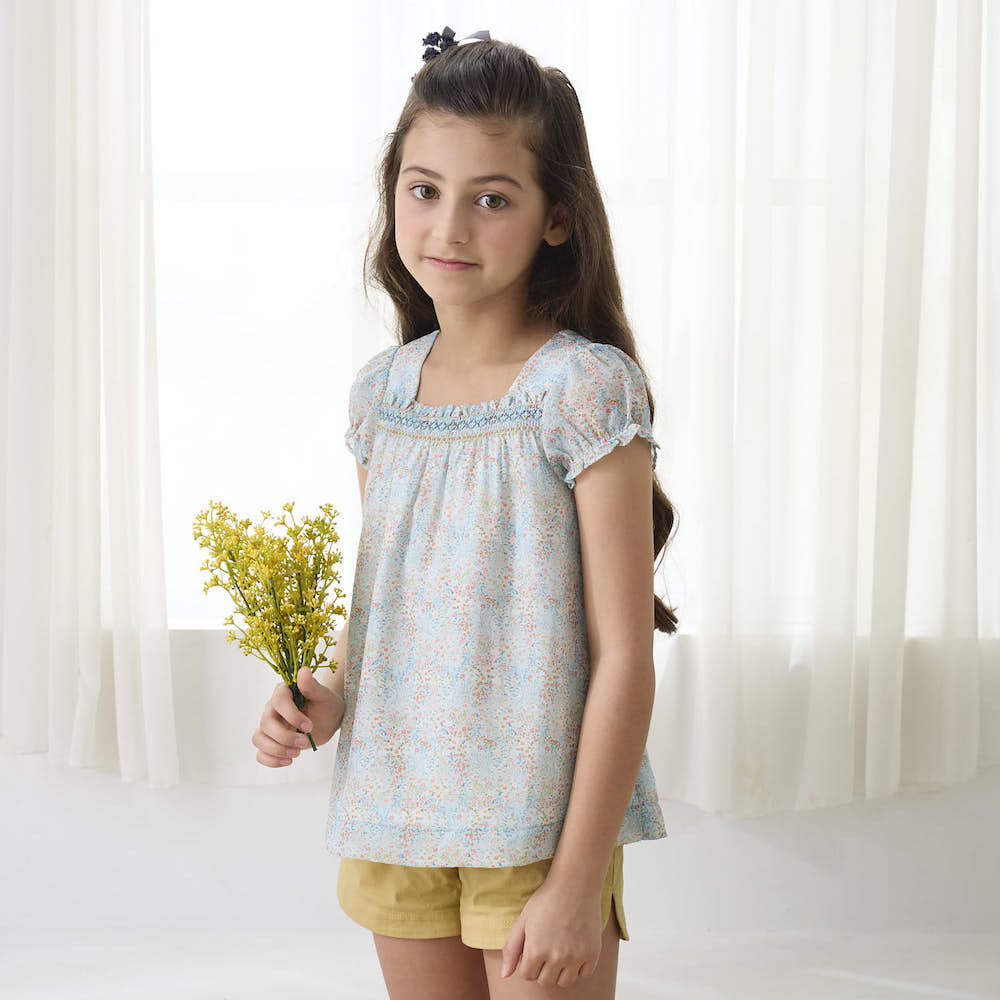 PIPPY優雅歐式方領印花上衣 綠