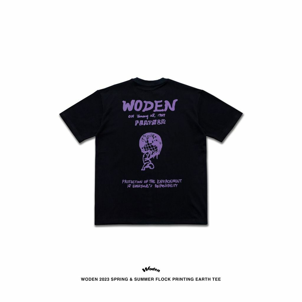 WODEN 2023 Spring & Summer 027 Flock printing earth tee 黑色