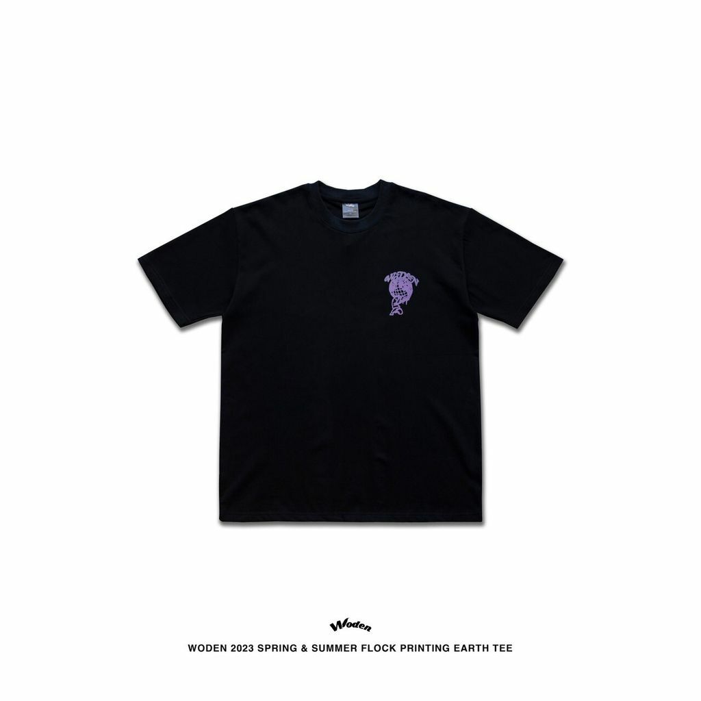 WODEN 2023 Spring & Summer 027 Flock printing earth tee 黑色