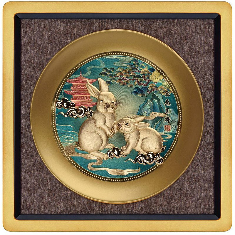 預購｜金兔獻瑞金箔畫｜吉祥賀禮｜象徵和平 富貴長壽的典藏工藝