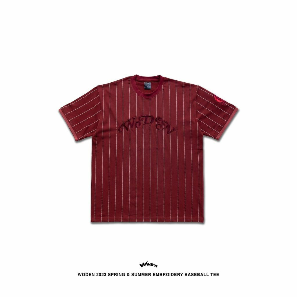 WODEN 2023 Spring & Summer 030 Embroidery Baseball tee 紅