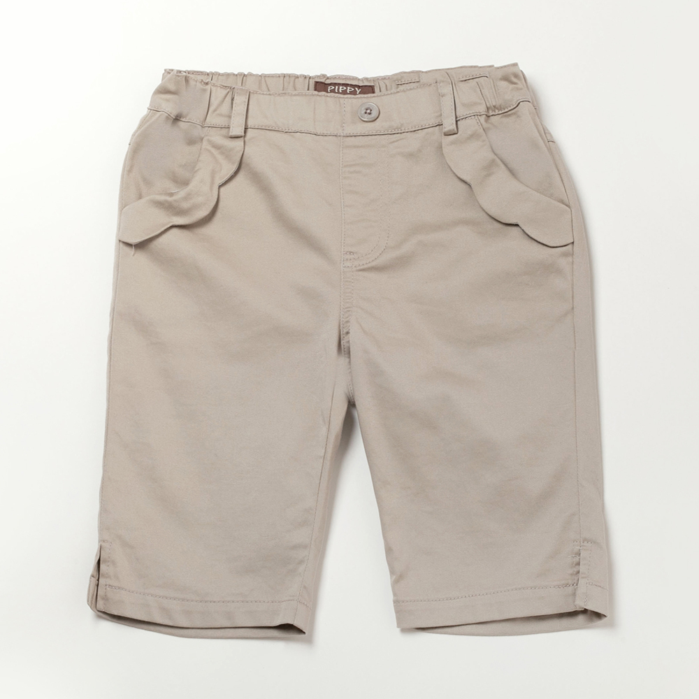 PIPPY花邊口袋棉質五分褲 卡其