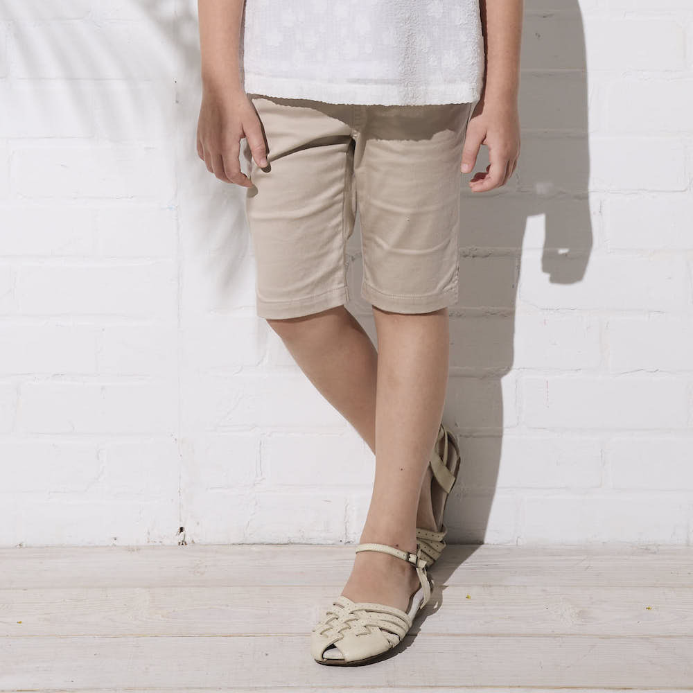 PIPPY花邊口袋棉質五分褲 卡其