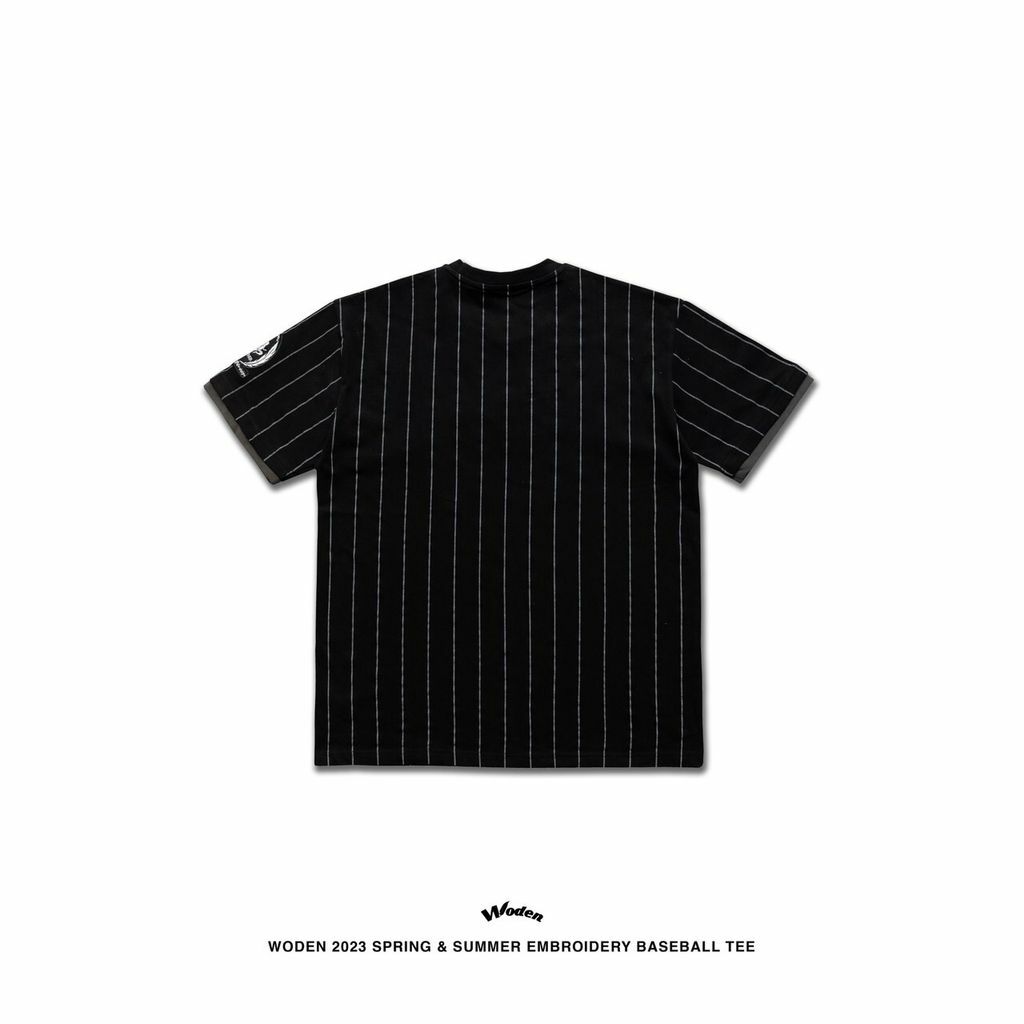 WODEN 2023 Spring & Summer 030 Embroidery Baseball tee 黑