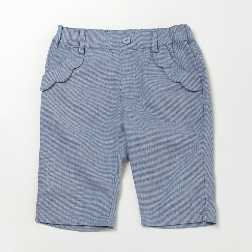 PIPPY花邊口袋棉質五分褲 藍