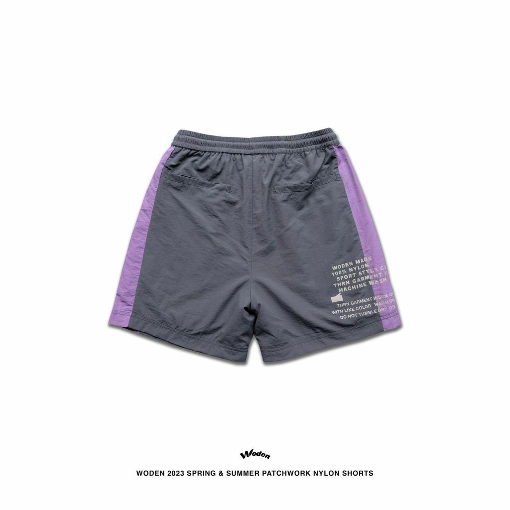 WODEN 2023 Spring & Summer Patchwork Nylon Shorts 灰