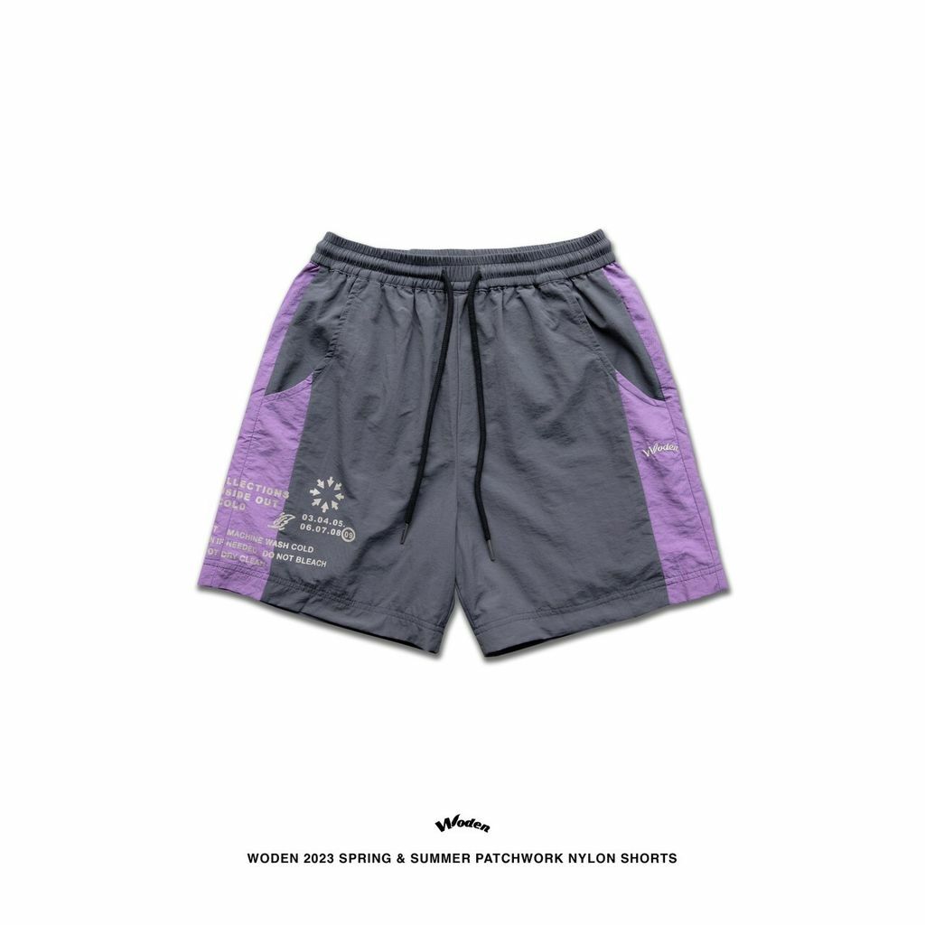 WODEN 2023 Spring & Summer Patchwork Nylon Shorts 灰