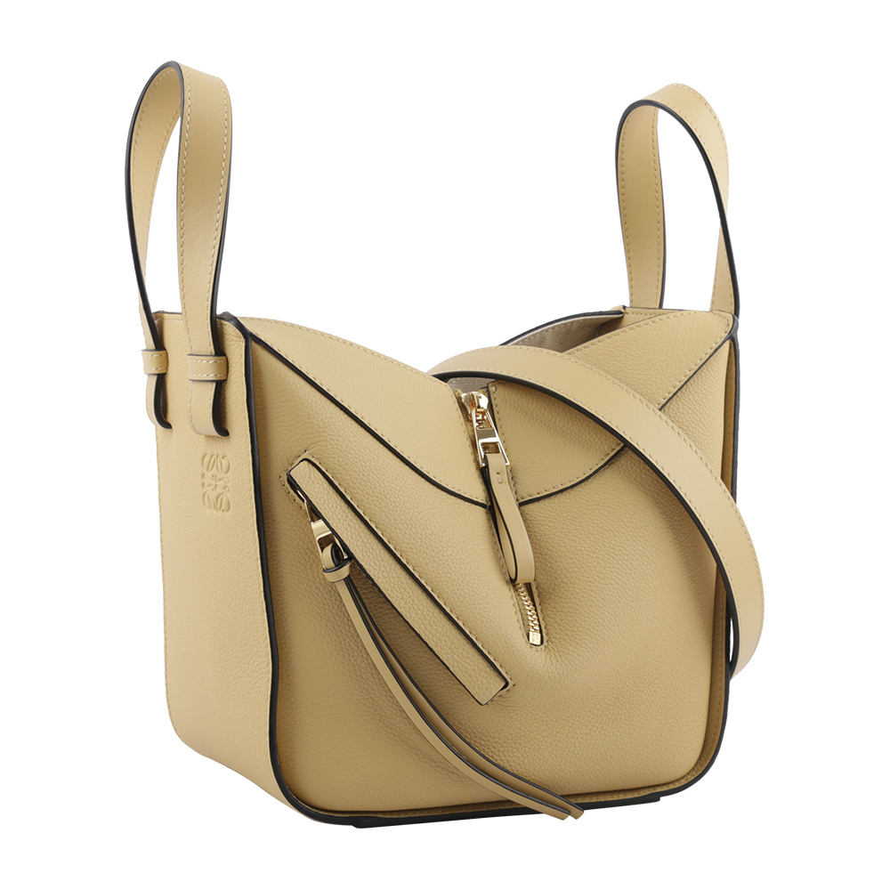 【LOEWE】Compact Hammock 粒面牛皮吊床包(奶油黃) A538H13X03 8752