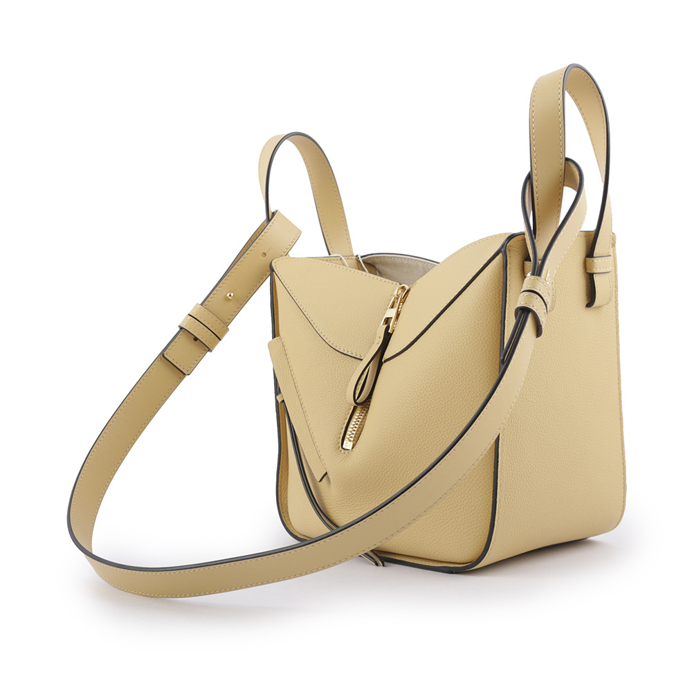 【LOEWE】Compact Hammock 粒面牛皮吊床包(奶油黃) A538H13X03 8752