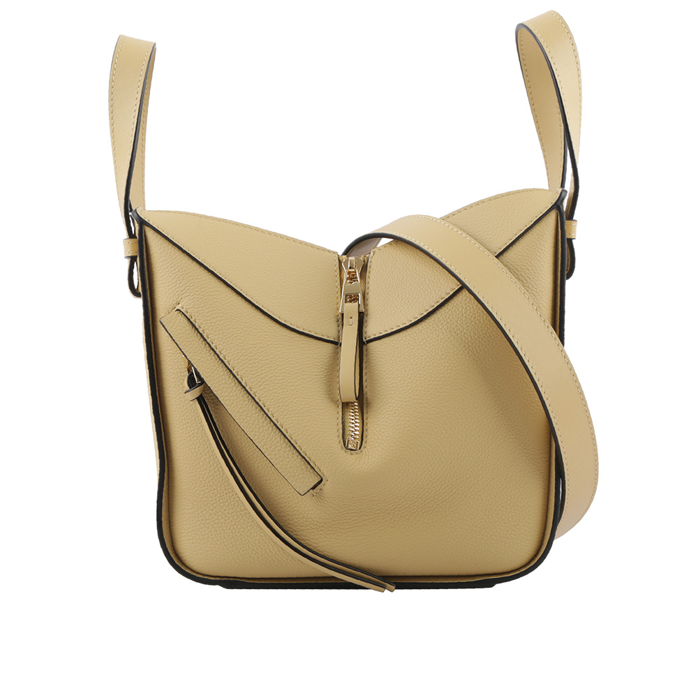 【LOEWE】Compact Hammock 粒面牛皮吊床包(奶油黃) A538H13X03 8752