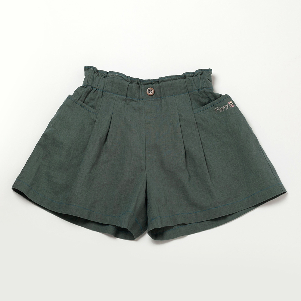 PIPPY休閒棉麻A字型褲裙 綠