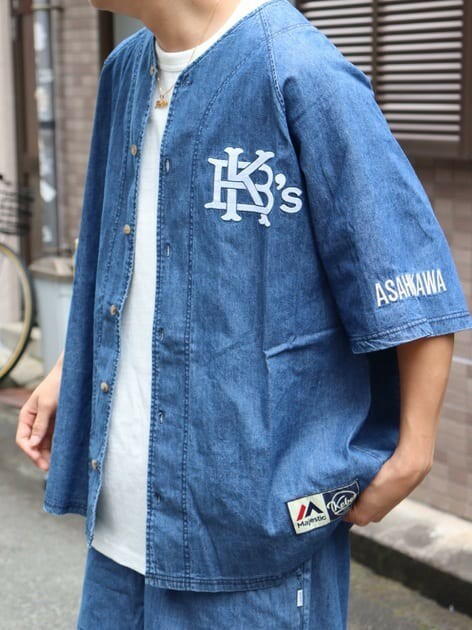 MAJESTIC×KEBOZ MESH BASEBALL SHIRT KEBOZ - MAJESTIC×KEBOZ DENIM BASEBALL SHIRT / 2COLORS