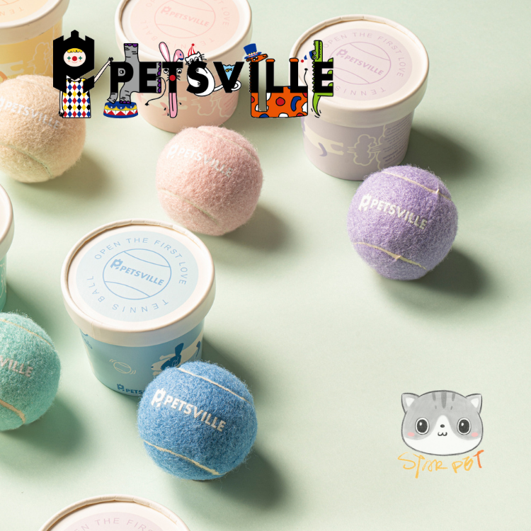 Petsville Ping Pong Ball - Yellow/Pink/Green