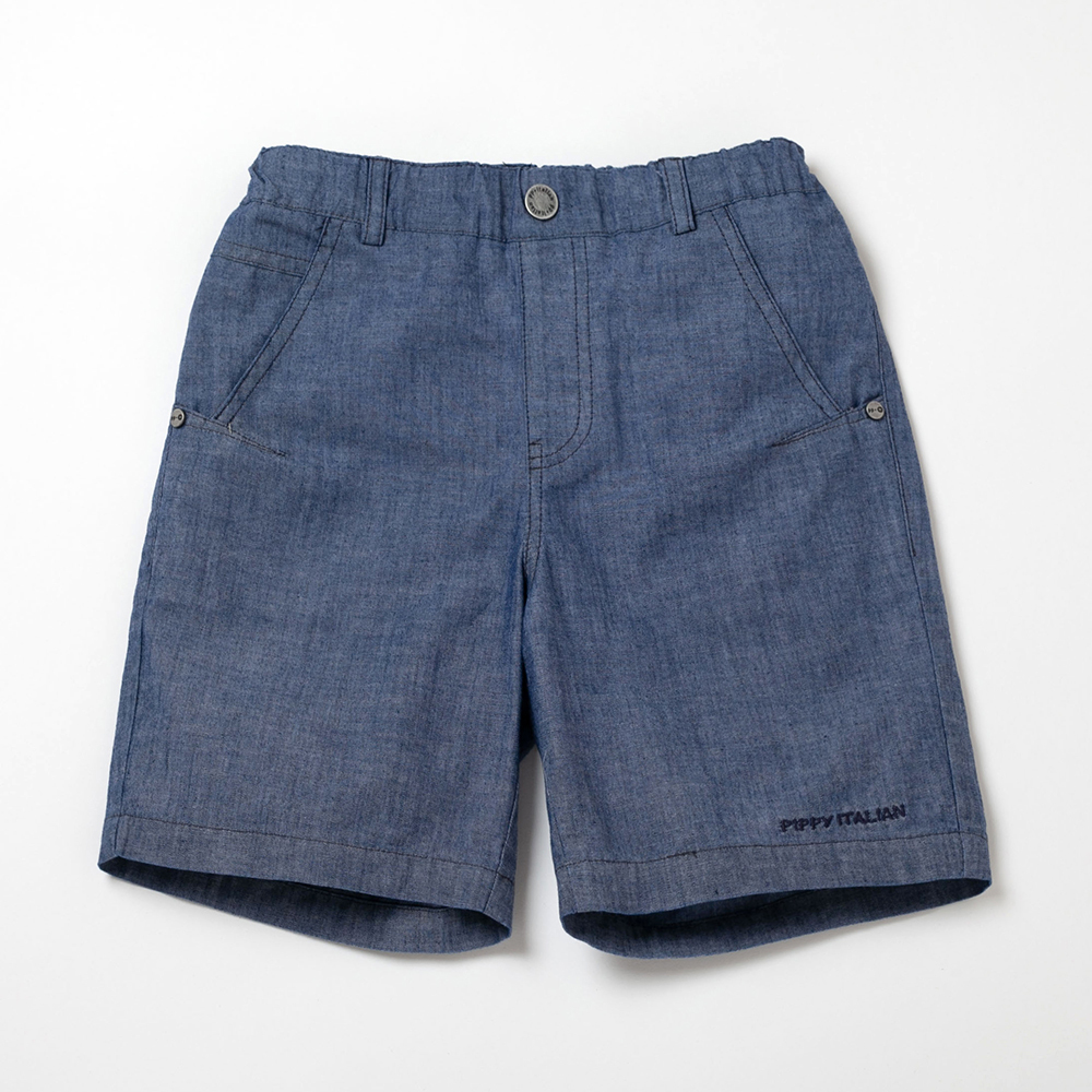 PIPPY 簡約素面舒適綿麻短褲 藍