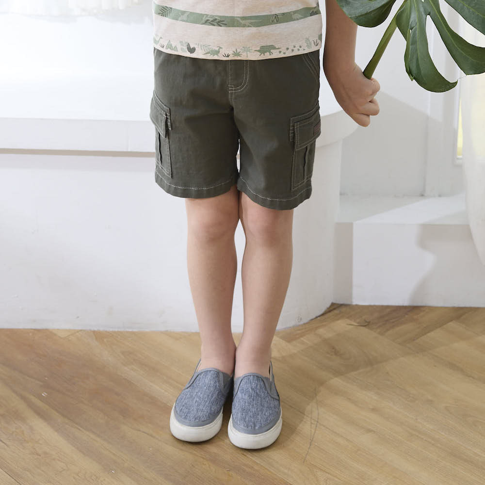 PIPPY 休閒側口袋羅紋棉質短褲 綠