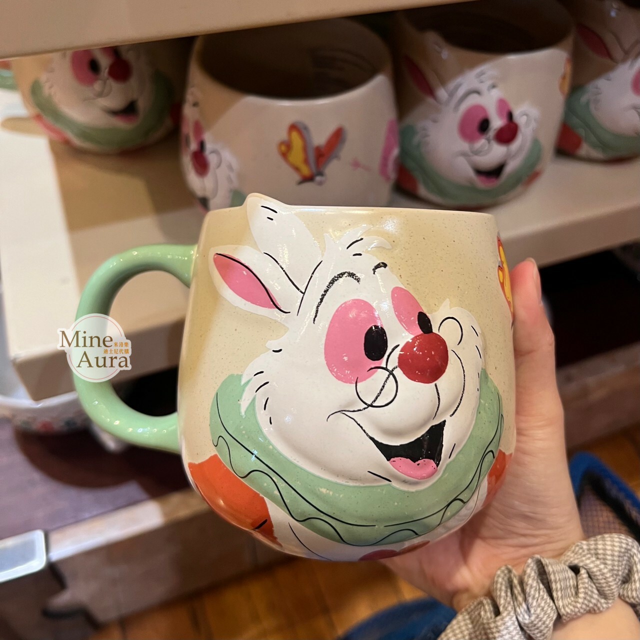 時間兔 白兔 White Rabbit 花花蝴蝶圖案 造型 馬克杯 水杯 愛麗絲夢遊仙境 Alice in Wonderland -香港迪士尼樂園