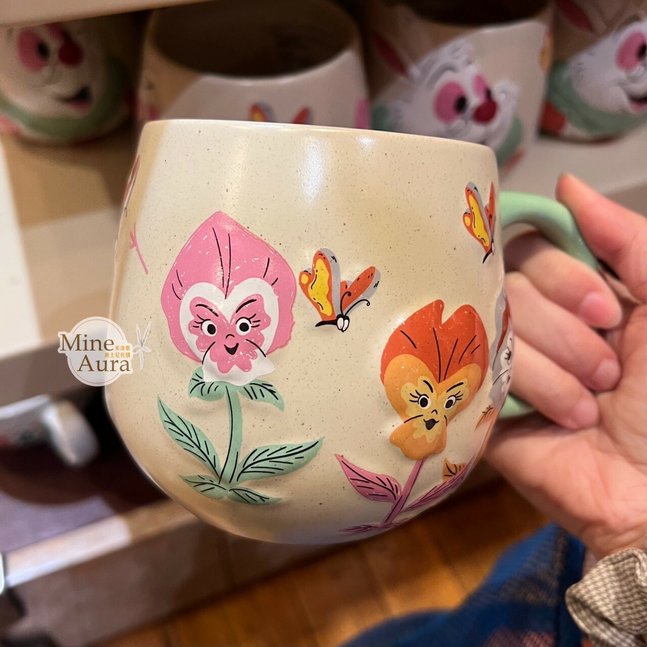 時間兔 白兔 White Rabbit 花花蝴蝶圖案 造型 馬克杯 水杯 愛麗絲夢遊仙境 Alice in Wonderland -香港迪士尼樂園