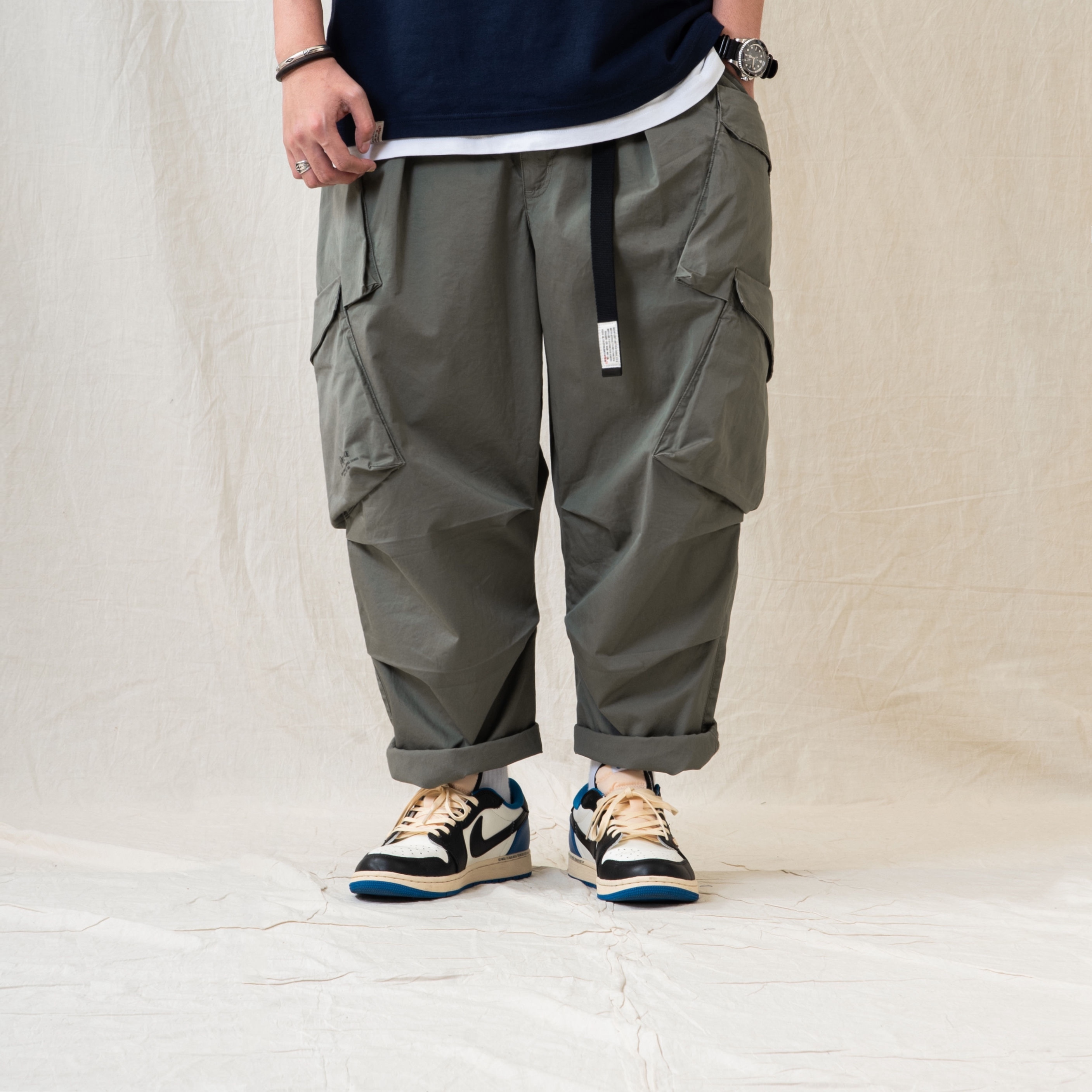 PERSEVERE MULTI-POCKET CARGO PANTS - GREY GREEN